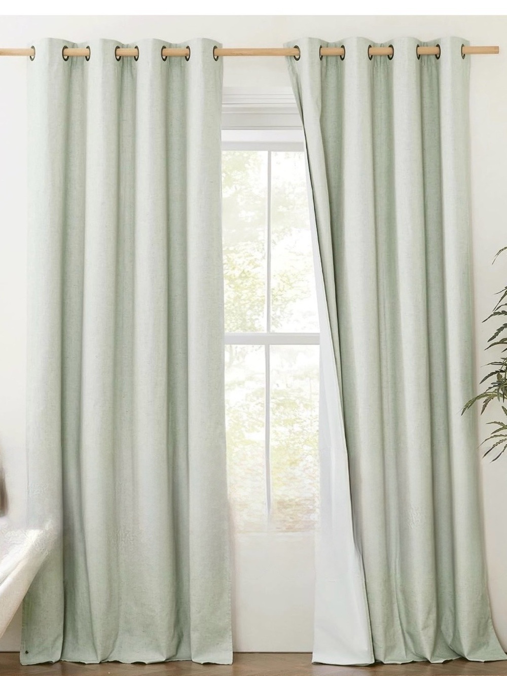 Sage Green Linen 52”W x 120”L 100% Blackout Curtains
